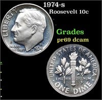 Proof 1974-s Roosevelt Dime 10c Grades GEM++ Proof