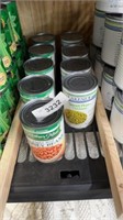Nine cans of kidney beans and peas