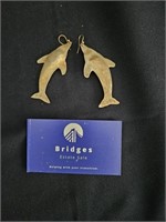 Pr. Of Silver Dolphin Dangle Earrings 2 5/8"
