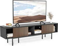 75 TV Stand with Adjustable Shelf  Black/Walnut