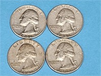 4 1961 Silver Washington Quarters Coins