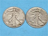 2-1941 S Silver Walking Liberty Half Dollar Coins