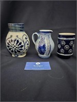 (3) Pieces of German Blue and White Pottery