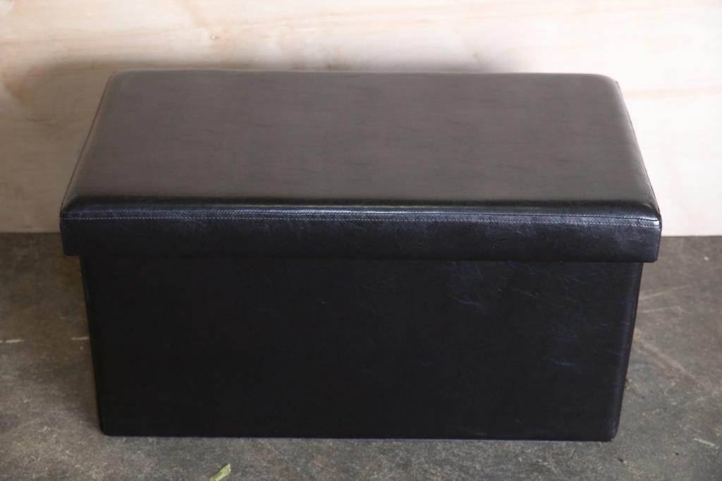 Dark Brown Leather Storage Bench