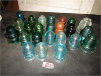 LARGE LOT OF GLASS INSULATORS H.H. CO BROOKFIELD
