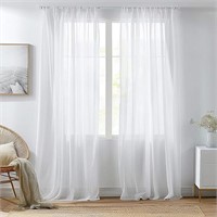 Neween White Sheer Curtains 94 Inches Long for
