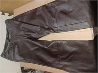 Pantalon de cuir brun Gr. S