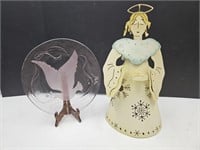 Metal Angel 19" High, Pink Charger Plate