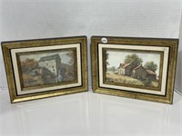 2 Framed Country Scene Prints 10 x 7 1/2 "