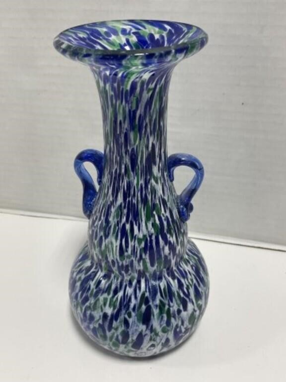 Art Glass Vase - Blue/Green 9.5 " Tall
