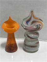 2 Art Glass Jack-in-the-Pulpit Vases
