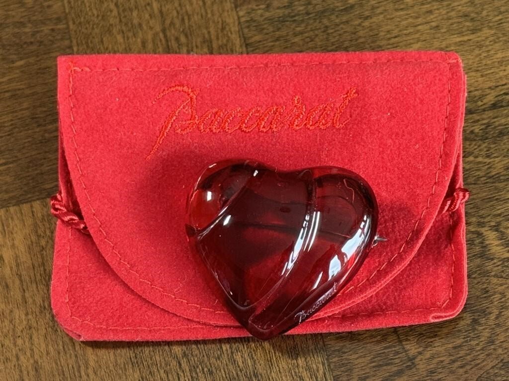 Baccarat Crystal Red Heart Brooch