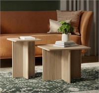 Square Fluted Nesting Coffee Table - Low Profile