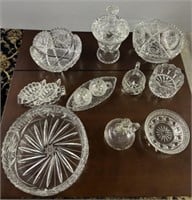 COVERED COMPOTE, DISHES, ASSORTED GLASSWARE