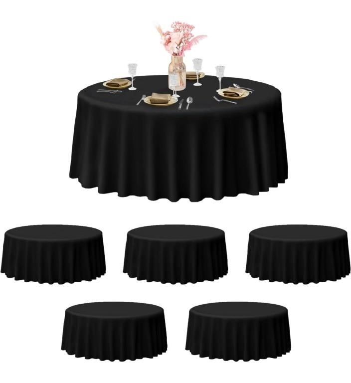 EMART Round Tablecloth 120 Inch Black (6 Pack)