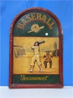 " Baseball Tournament " Wooden Sign Vintage