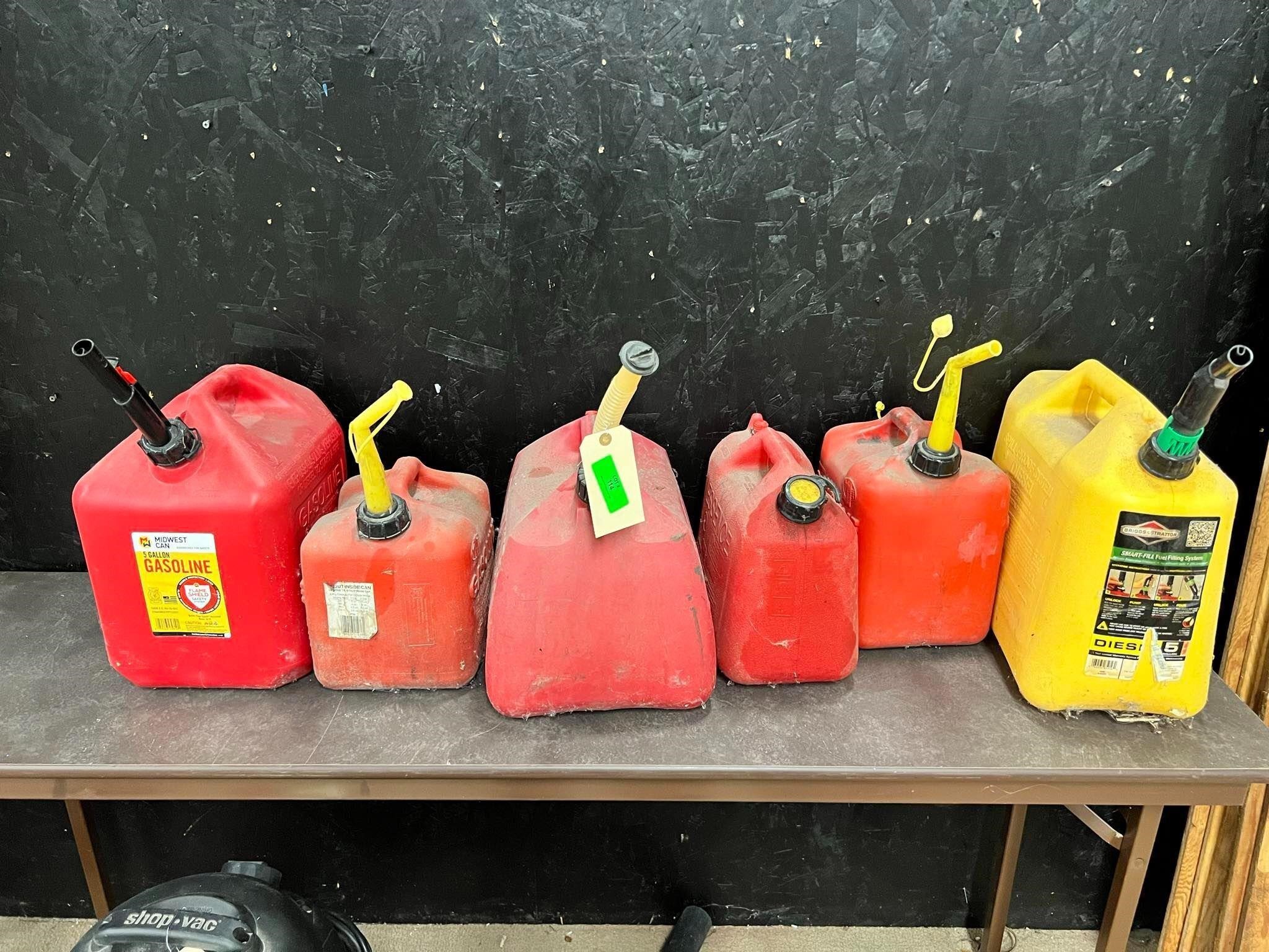 Lot of 6 Gas/Diesel Cans