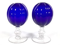 Pr Cambridge Royal Blue Ivy Balls, Keyhole Vases