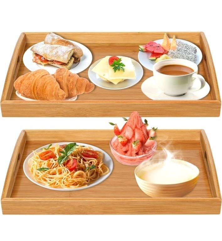New condition 2 Pack Bamboo Serving Tray with