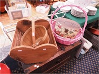 Baskets including one wood with heart-shaped