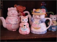 Four figural teapots depicting animals