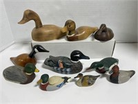 Tray with 10 Ducks - Wood, Plastic & Ceramic