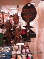 Three African fertility statues, two women