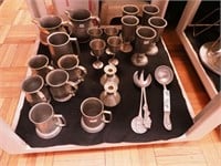 23 pieces of pewter including pitchers, beer