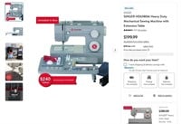 B9319  SINGER HD6380M Sewing Machine, Extension Ta