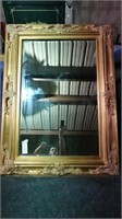 Beveled Mirror Framed Orange Gold 47''x 34 1/2''