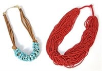 Two Necklaces - Coral and Turquoise.