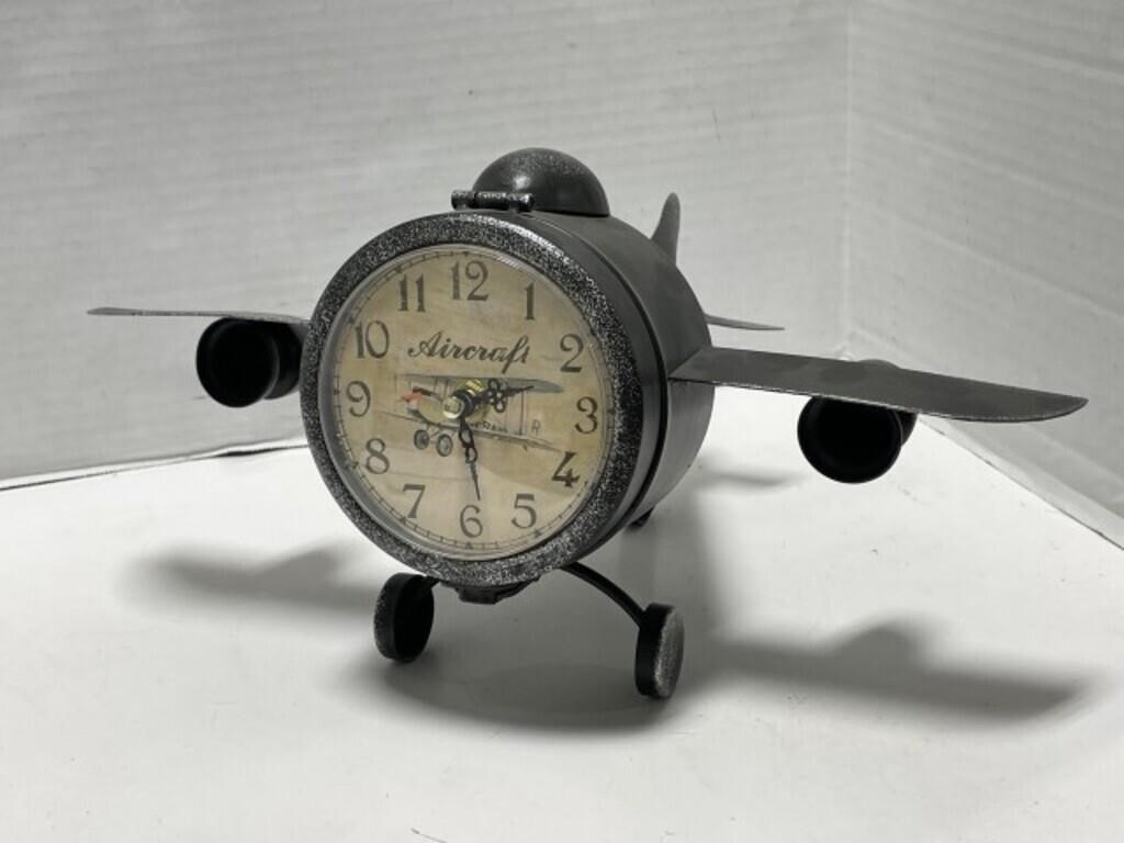 Metal Airplane Shaped Desk Clock