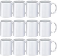 Set of 12 White Ceramic Sublimation Mugs 12oz