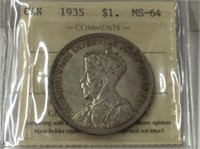 1935 (iccs Ms64) Canadian Silver Dollar