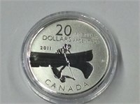 2011 Canadian 999 Fine Silver 20 Dollar Canoe