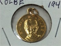 St Max Kolbe 1894-1941 Gold Token/pendant