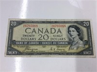 1954 Canadian devil's face 20 dollar Bill
