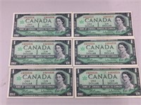 6x Consecutive 1967 Dollar Banknotes