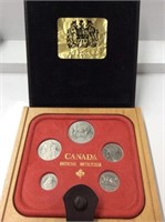1980 Canadian 6 Coin Set in Wooden Case