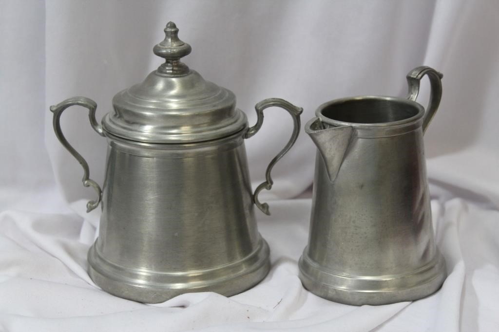 A Silverplated Creamer and Sugar Container