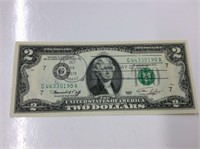 1976 American $2 Bill - stamped first day of isse