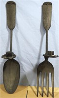 2-  VINTAGE CAST ALUMINUM UTENSIL CANDLEHOLDERS