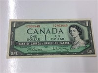 1954 Beattie/Rasminsky Canadian $1 Bill