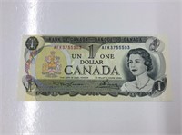 1973 Slight Off Cut Lawson/Bouey Canadian $1 Bill