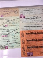 1950’s Canceled Cheques with Stamps - mixed lot 10