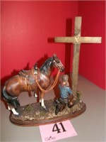 HORSE AND RIDER AT CROSS FIGURE
