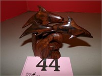 CARVED WOOD DOLPHINS