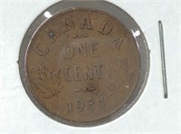 1934 Canadian small 1 Cent (vf)