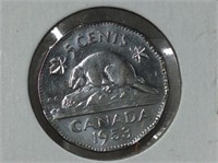 1953 sf Canadian small 5 Cent (ms-65)