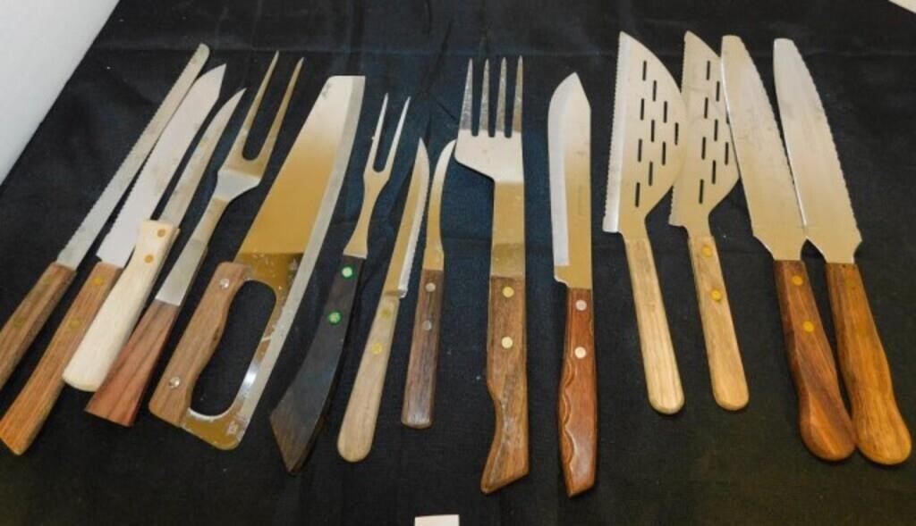 13 various wood handle vintage knives